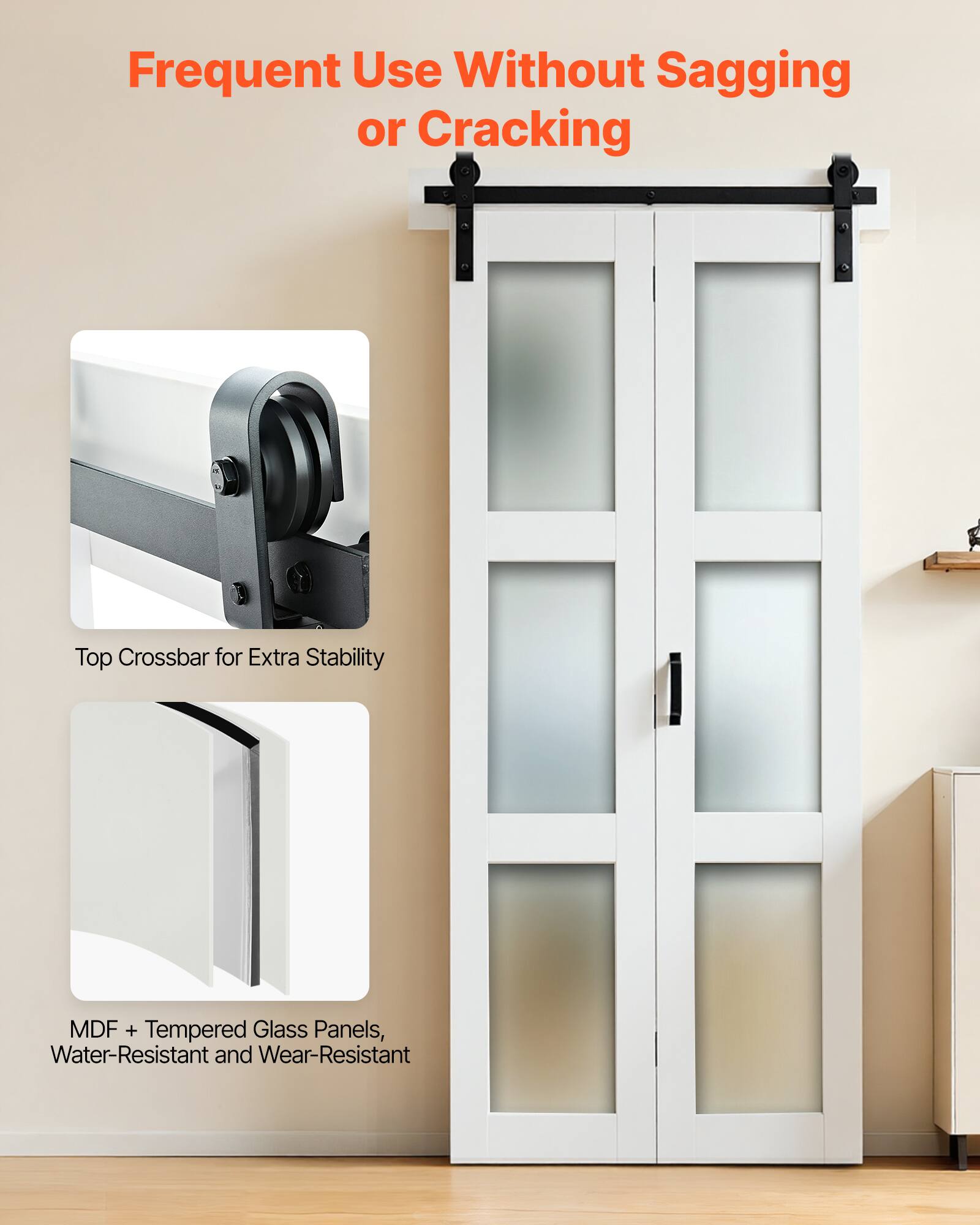 Frequent Use Without Sagging or Cracking

Top Crossbar for Extra Stability

MDF + Tempered Glass Panels, Water-Resistant and Wear-Resistant