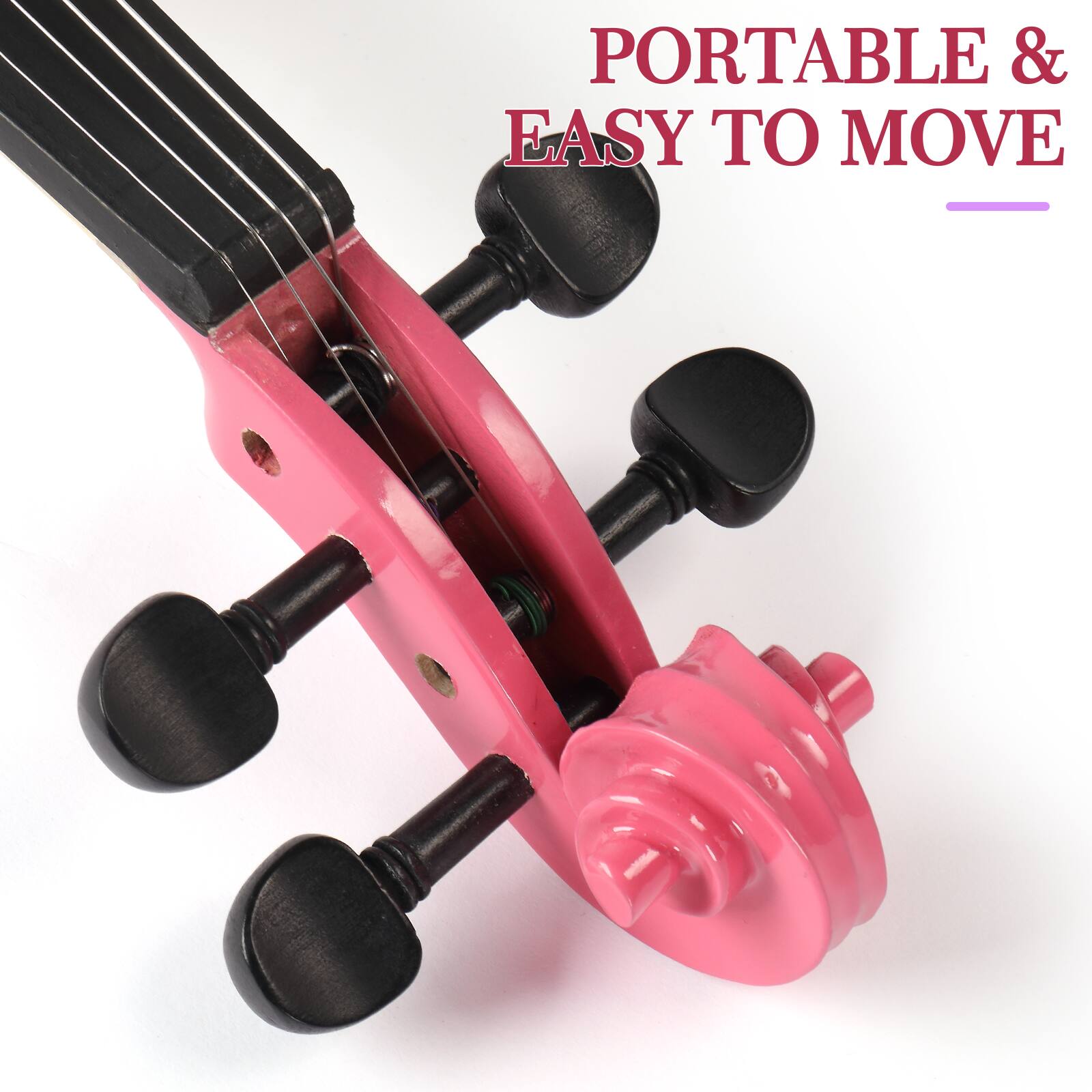 Alt View 1. Winado - 1/4 Violin Set for Kids Basswood Pink Acoustic Violin Fiddle for Kids.