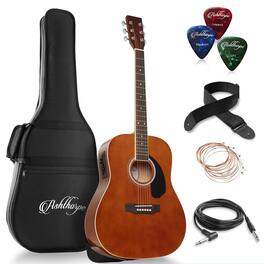 Ashthorpe - Full-Size Dreadnought Acoustic-Electric Guitar Bundle - Tonewoods - Brown