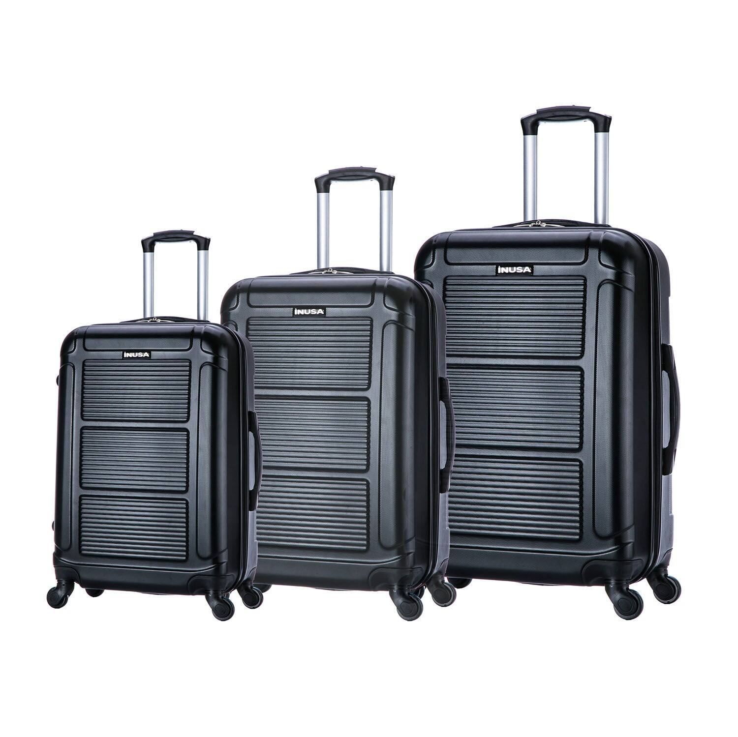 InUSA - Pilot lightweight hardside spinner 3 Piece Luggage Set 20”/24"/28" - Black