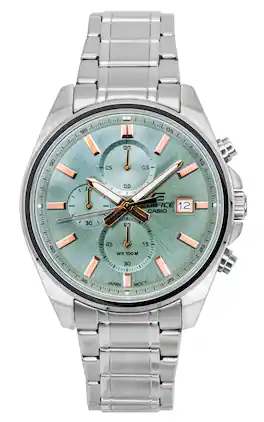 Casio - Edifice Analog Standard Chronograph Stainless Steel Green Dial Quartz EFV-610DE-3A 100M Men's Watch - Silver