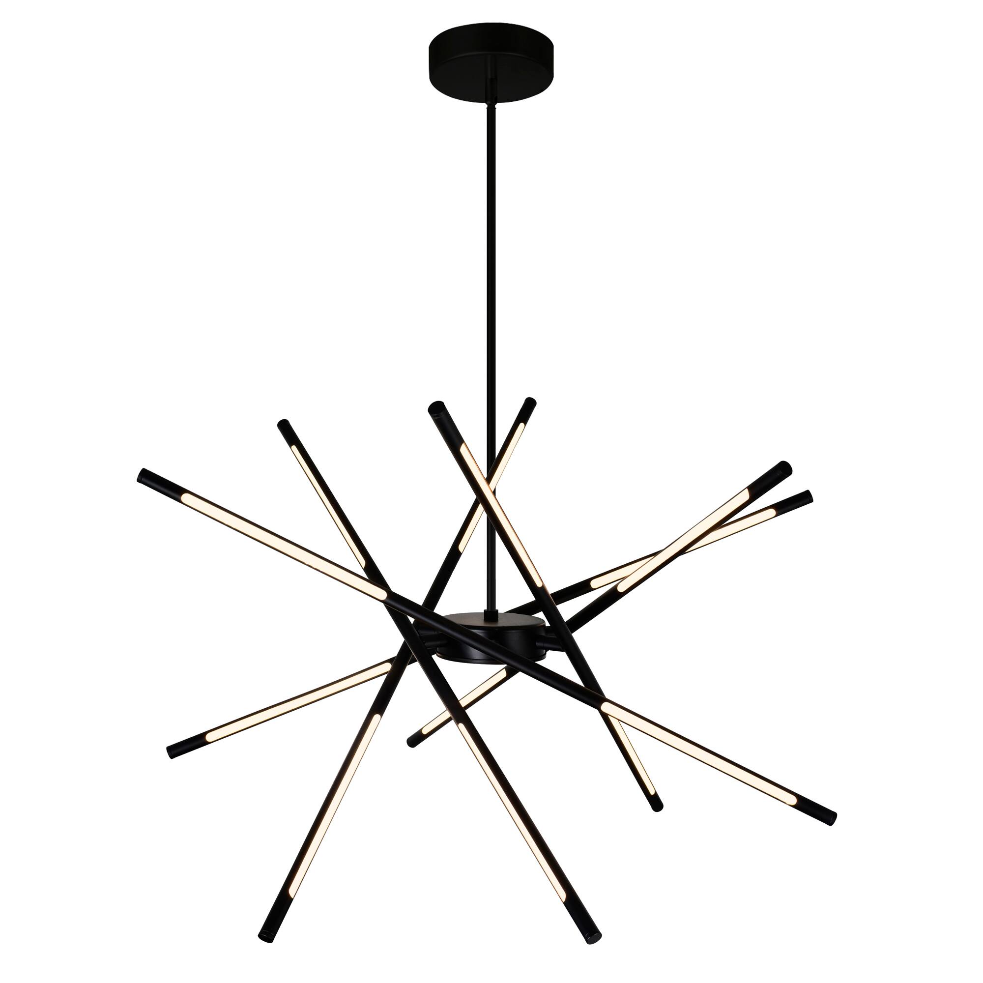 Angle. CWI Lighting - Oskil LED Integrated Chandelier With Black Finish - Black.