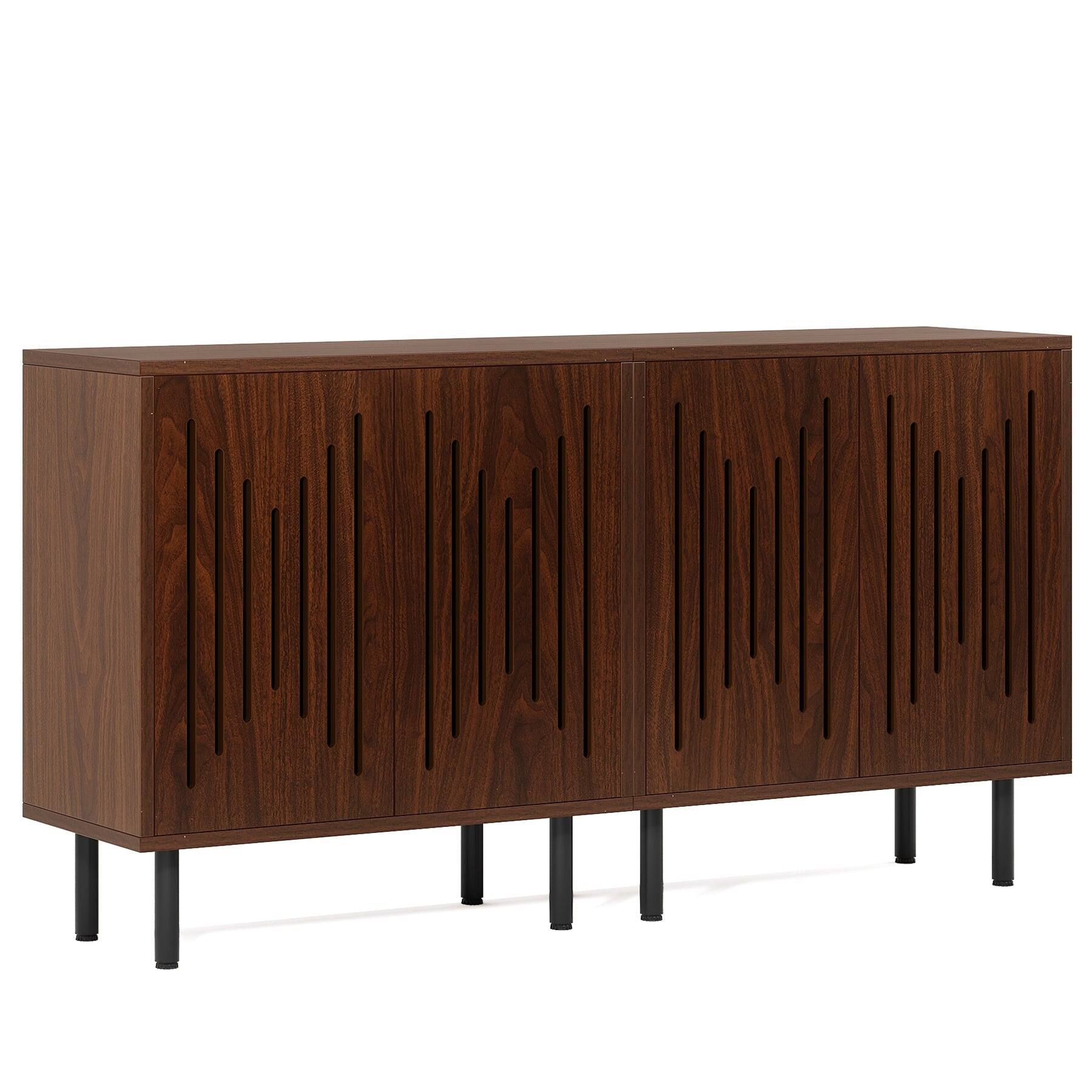 Alt View 3. Tribesigns - Office Breakroom Storage Cabinet, For Organizing Items in Staff Breakrooms and Reception Areas - Dark Brown.
