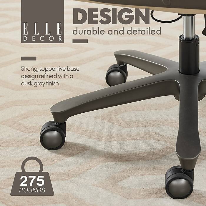 DESIGN ELLE durable and detailed DECOR  
Strong, supportive base design refined with a dusk gray finish.  
275 POUNDS