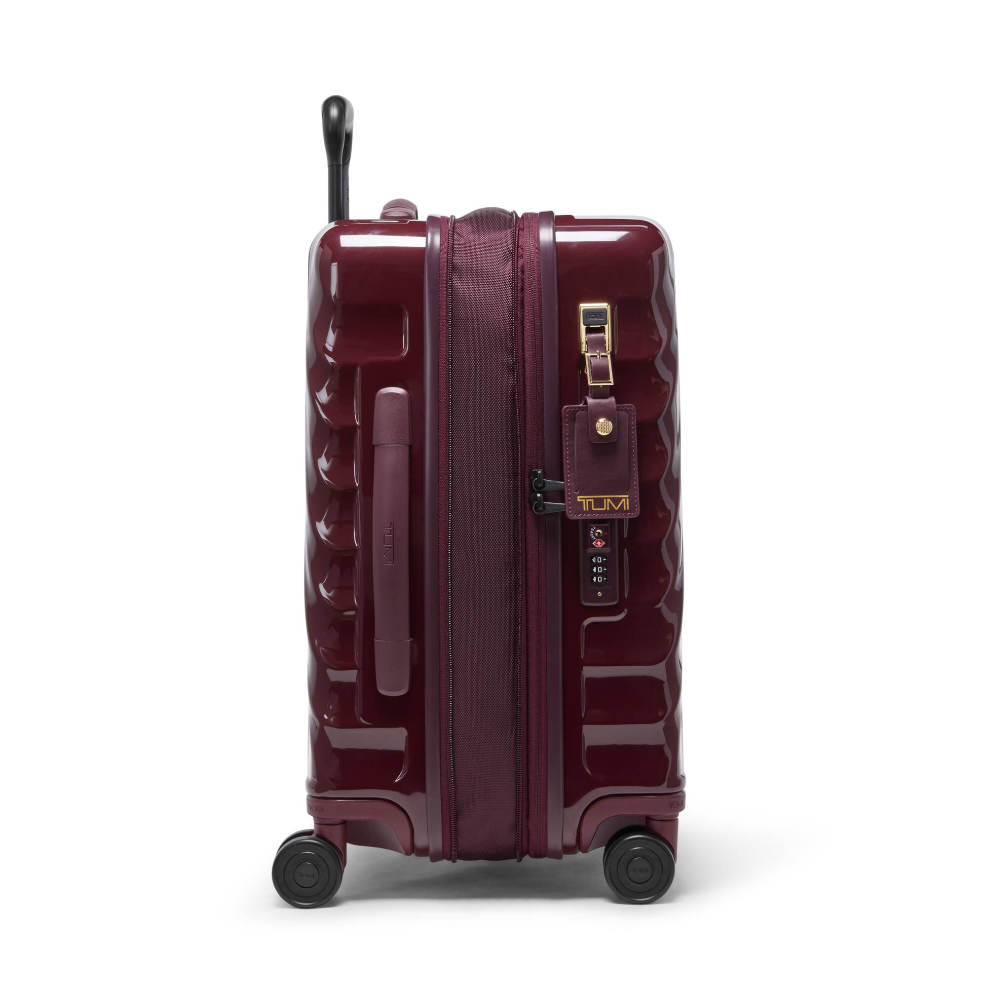 Left. TUMI - 19 Degree International 22" Expandable 4-Wheeled Carry On Suitcase - Wine.