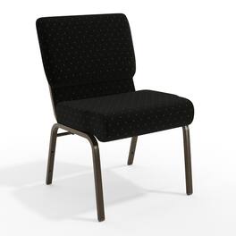 Emma + Oliver - 21"W Stackable Church/Reception Guest Chair - Black Dot Patterned Fabric/Gold Vein Frame