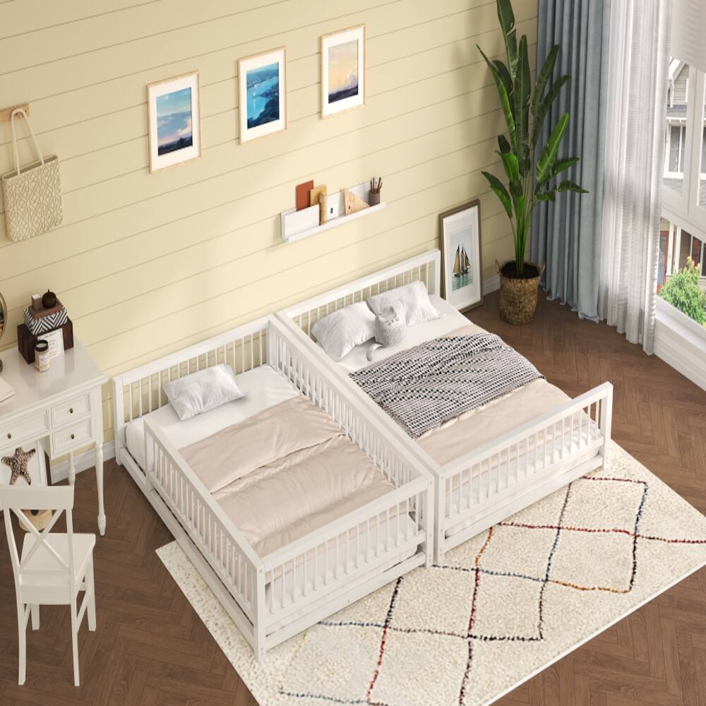 Back. Loheer - Loheer Full XL Over Queen Bunk Bed Heavy Duty Metal White - White.
