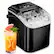 Front. Ecozy Chillio - Portable Ice Makers Countertop, 8 Cubes in 6 Mins, 26lbs/Day, Bullet Ice Maker Machine with 2 Ice Sizes - Black.