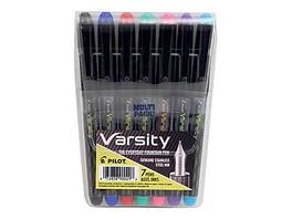Pilot - Varsity Fountain Pens, Medium Point, Assorted Ink, 7/Pack (90029)