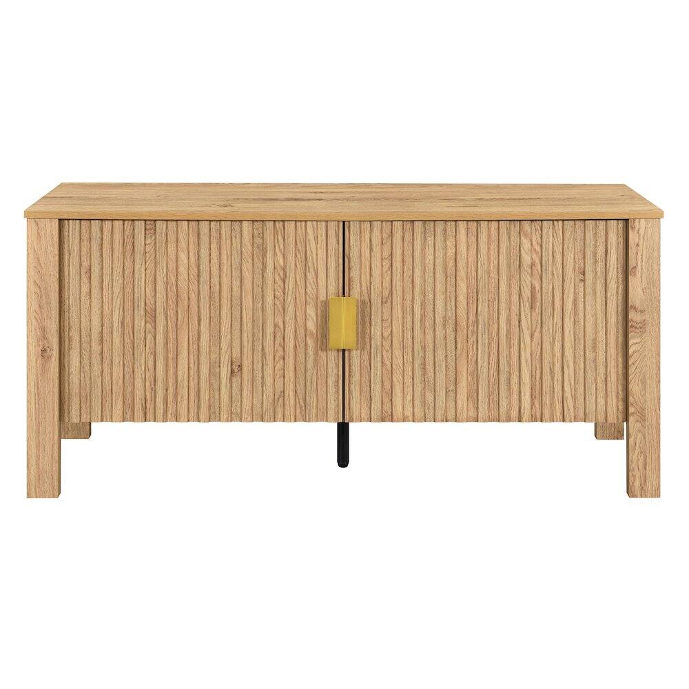 Alt View 1. New Classic Furniture - Thayer Wood TV Console with Two Doors in Natural/Beige - Brown.