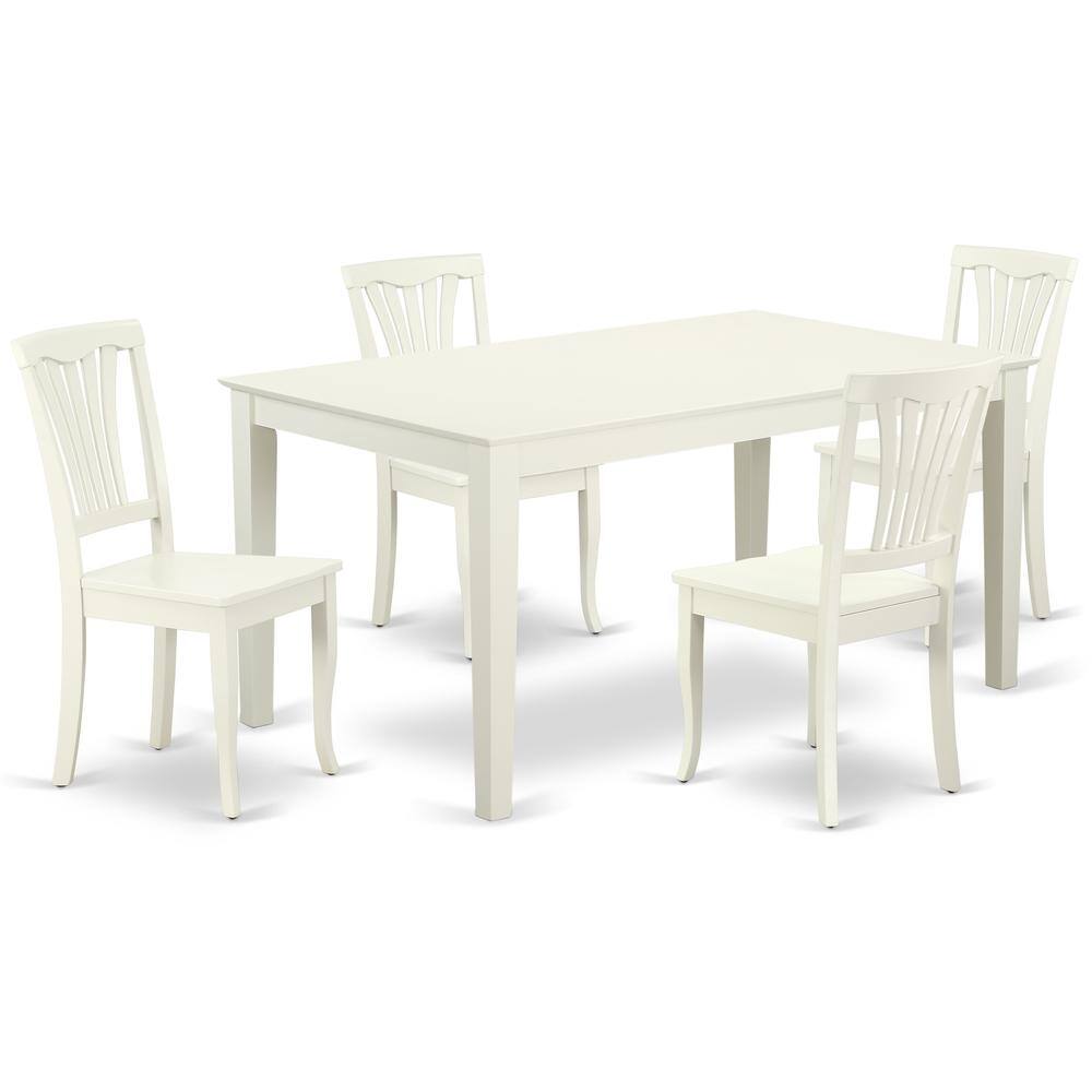 Back. East West Furniture - Dining Room Set Linen White - Brown.