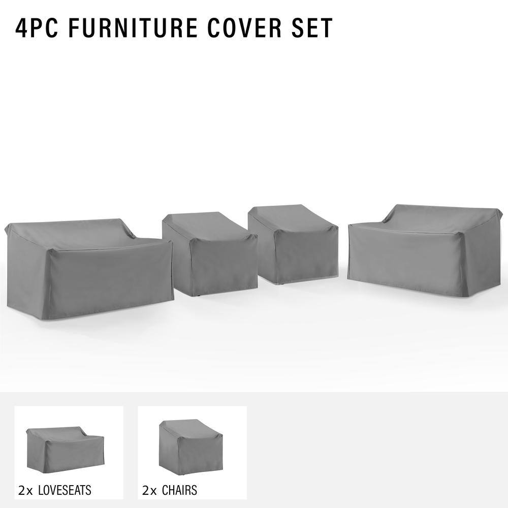 4PC FURNITURE COVER SET

2x LOVESEATS
2x CHAIRS