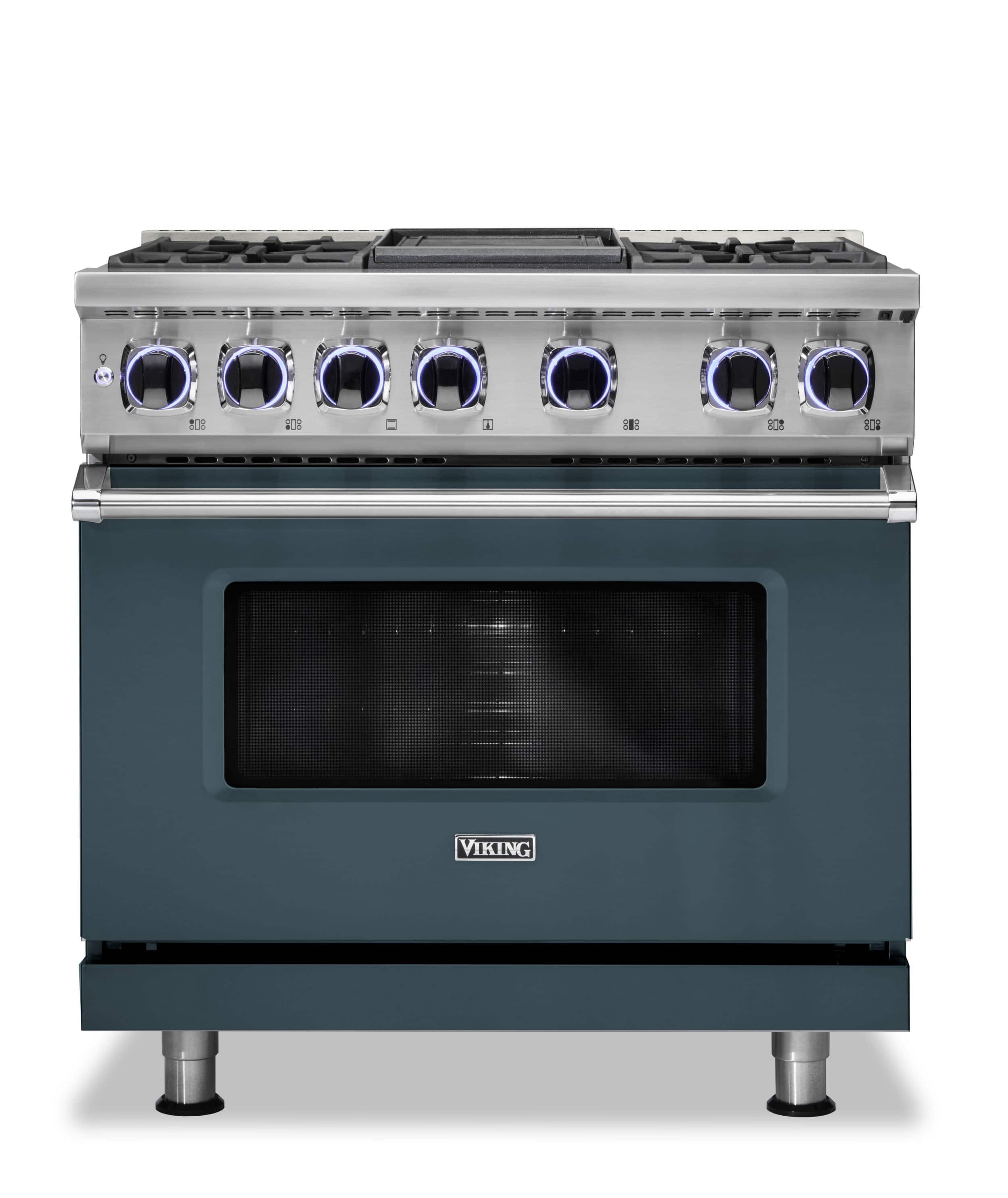 Viking - 36"W./24"D. Dual Fuel Sealed Burner Range-4 Burners/Griddle - Squall - Front_Zoom