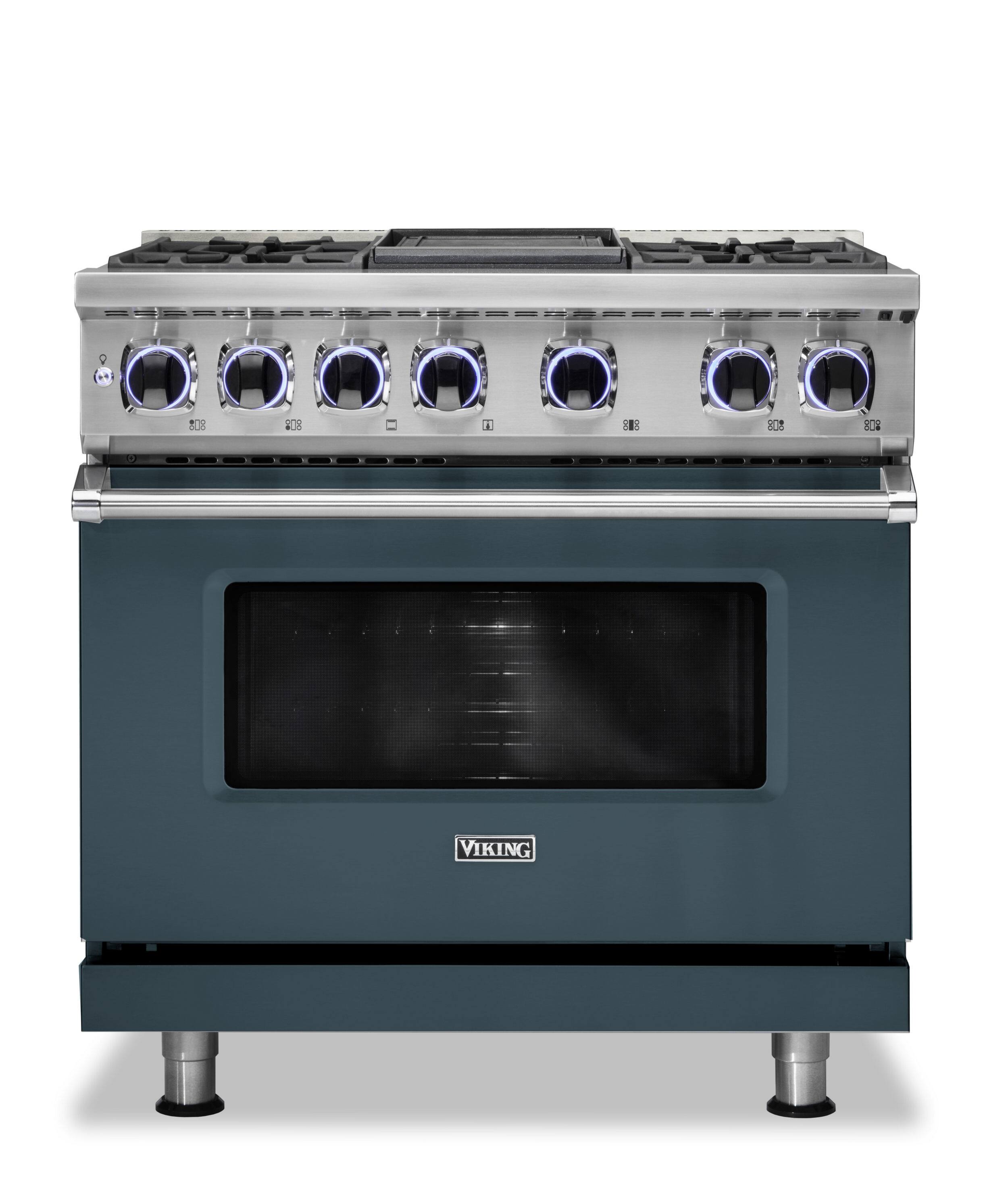 Viking - 36"W./24"D. Dual Fuel Sealed Burner Range-4 Burners/Griddle - Squall