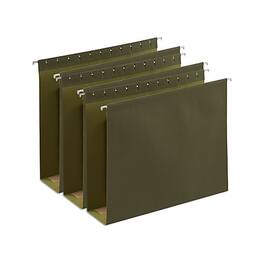 Staples - Reinforced Box-Bottom Hanging File Folders, 3" Expansion, 1/5-Cut Tab, Letter Size, 25/Box - Standard Green