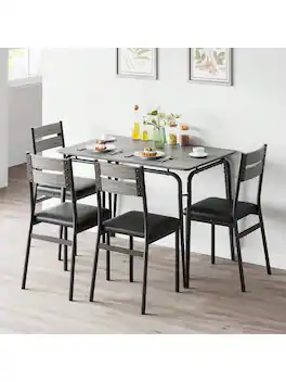 Jojoka - Kitchen Table Dining Table For 4 Small Table And Chairs Set Of 4 Square Dinette Set - Gray