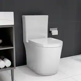 Loheer - Compact One-Piece Toilet, 23 Inch Short Depth, Dual Flush for Small Bathrooms - White