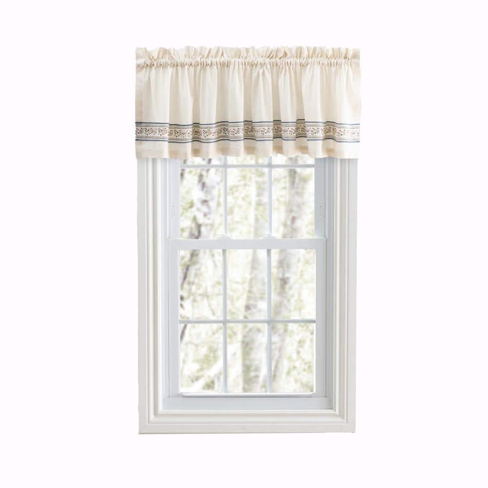 Ellis Curtain - Richmark 1.5" Rod Pocket Tailored Valance for Windows 70" x 15" - Natural