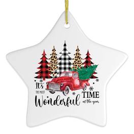 OrnamentallyYou - Its the Most Wonderful Time of the Year Plaid Trees Ornament - Multi-colored