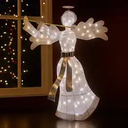 BreeBe - Prelit Holiday Angel with 100 LED Lights for Yard or Home - White