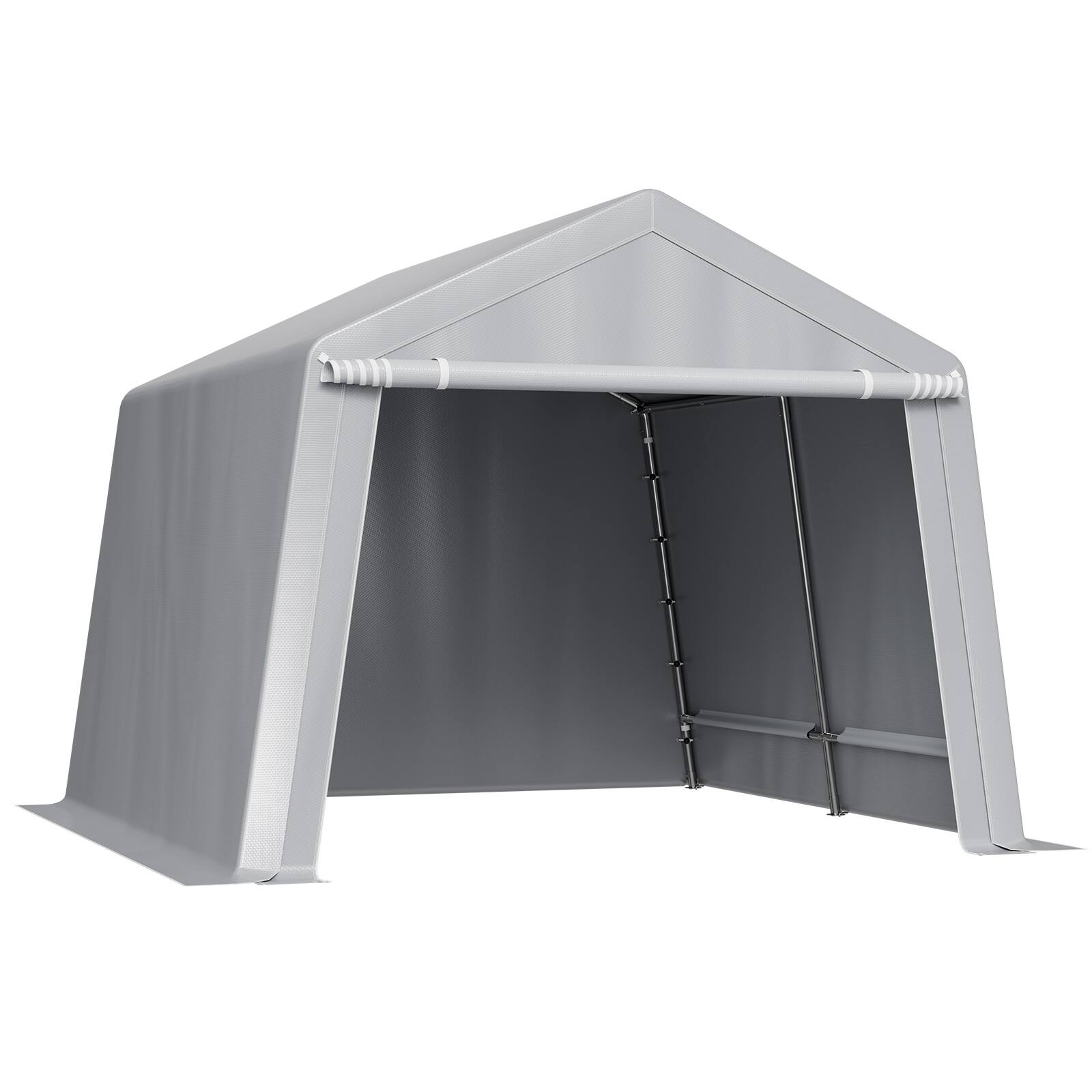 Alt View 5. VEVOR - Outdoor Storage Shed, 10 x 10 ft Tent with Roll-up Door & Vents, Waterproof Canopy Shed Shelter, Heavy Duty Frame - Gray.