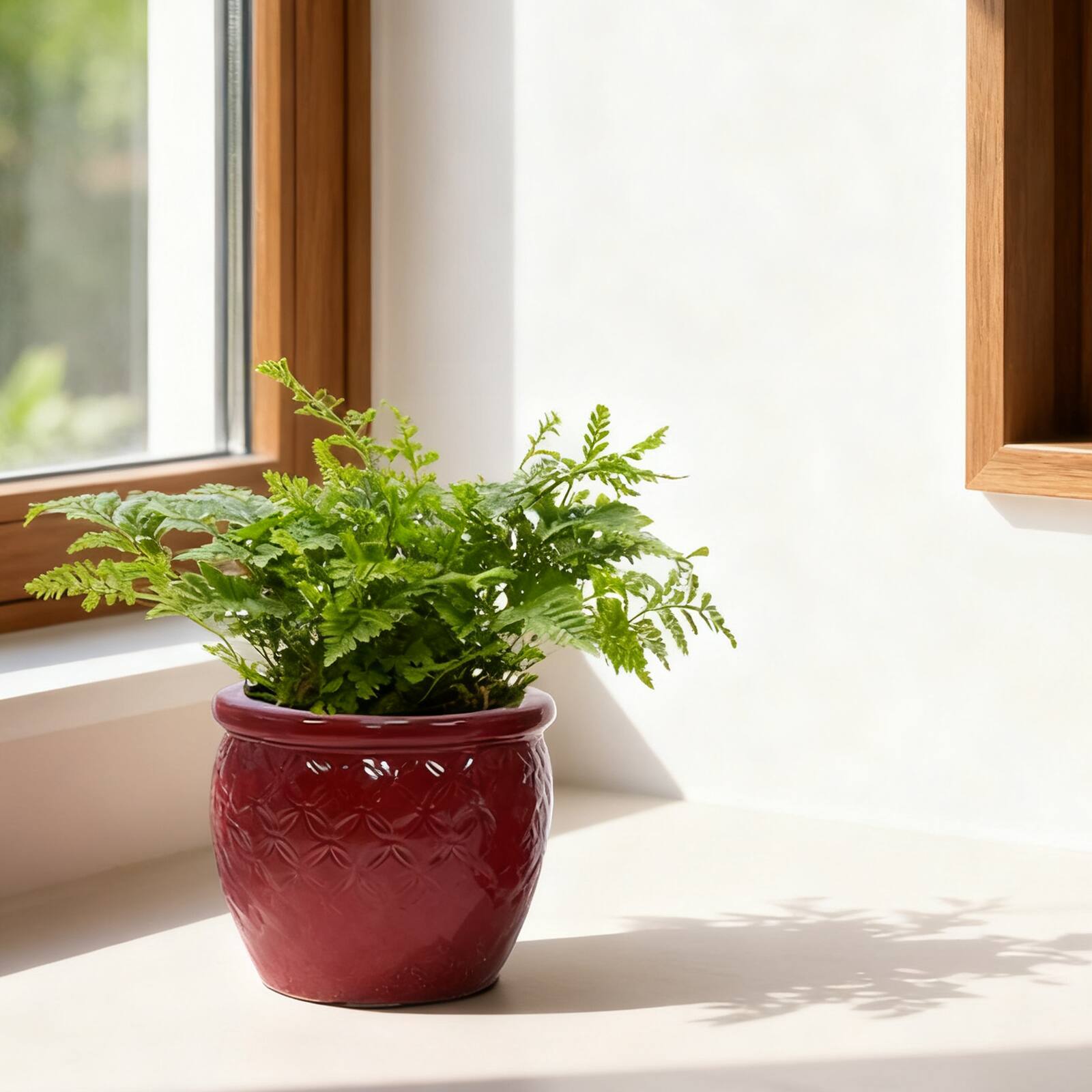 Alt View 3. Loheer - Loheer Ceramic Planter Set Handmade Set of 3 Red Ceramic Planters with Floral Embossed Pattern for Orchids.
