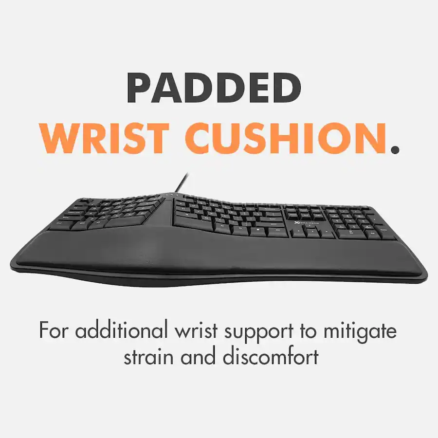 X9 Wired Ergonomic Keyboard with Cushioned Wrist Rest Type Comfortably ...