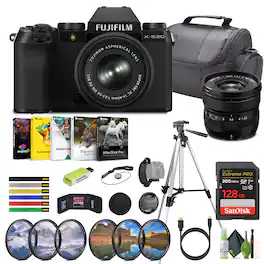 Fujifilm - X-S20 Mirrorless Camera With 15-45mm Lens 15 PC Vlogging Camera Kit - Black