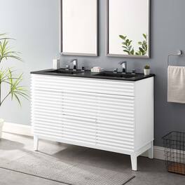 Modway - Render 48" Bathroom Vanity with Black Basin Included - White Black