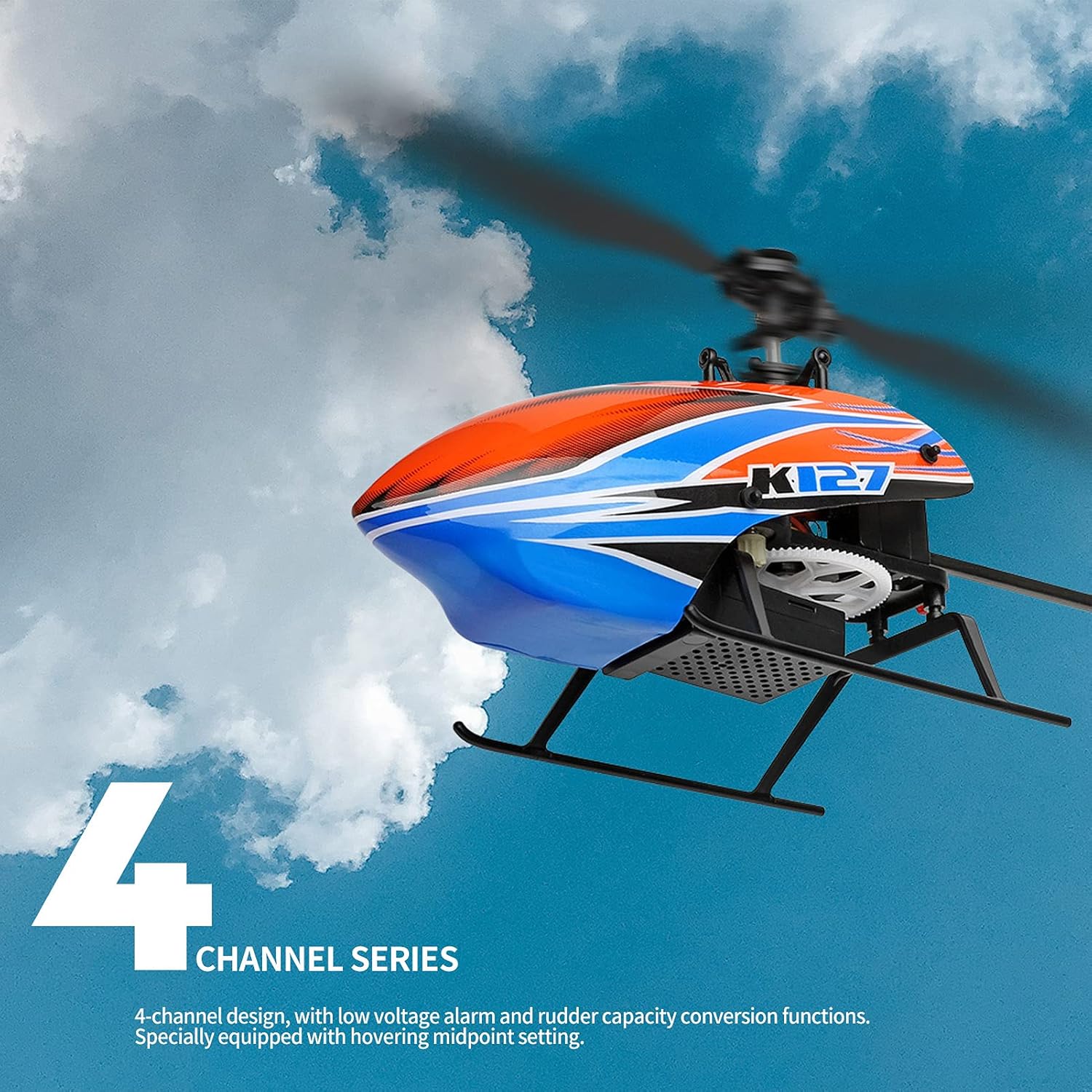 K127  
4 CHANNEL SERIES  
4-channel design, with low voltage alarm and rudder capacity conversion functions.  
Specially equipped with hovering midpoint setting.