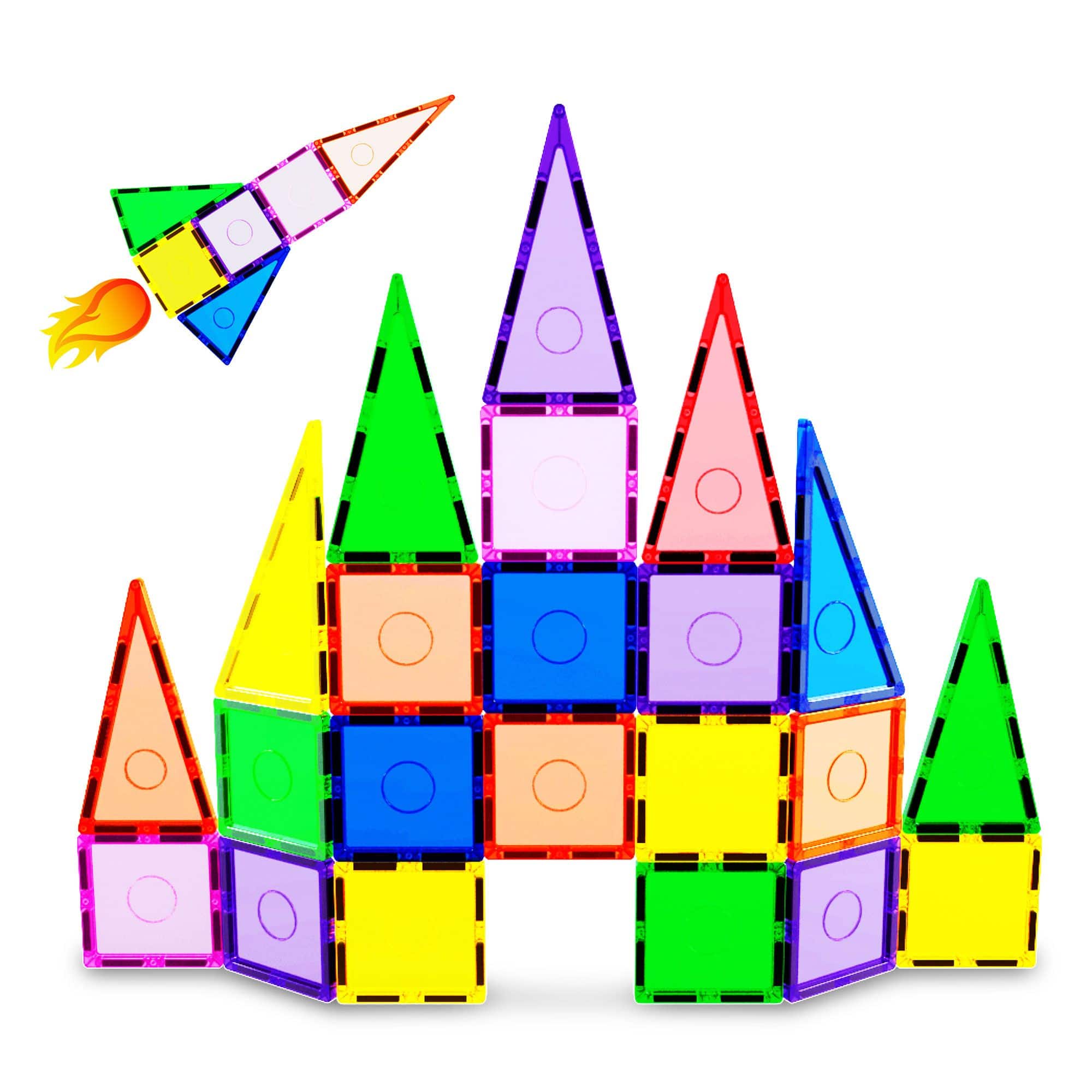Everplay - Magnetic Tiles For Kids, 30PCS Construction STEM Building Blocks Educational Toy - Multicolor