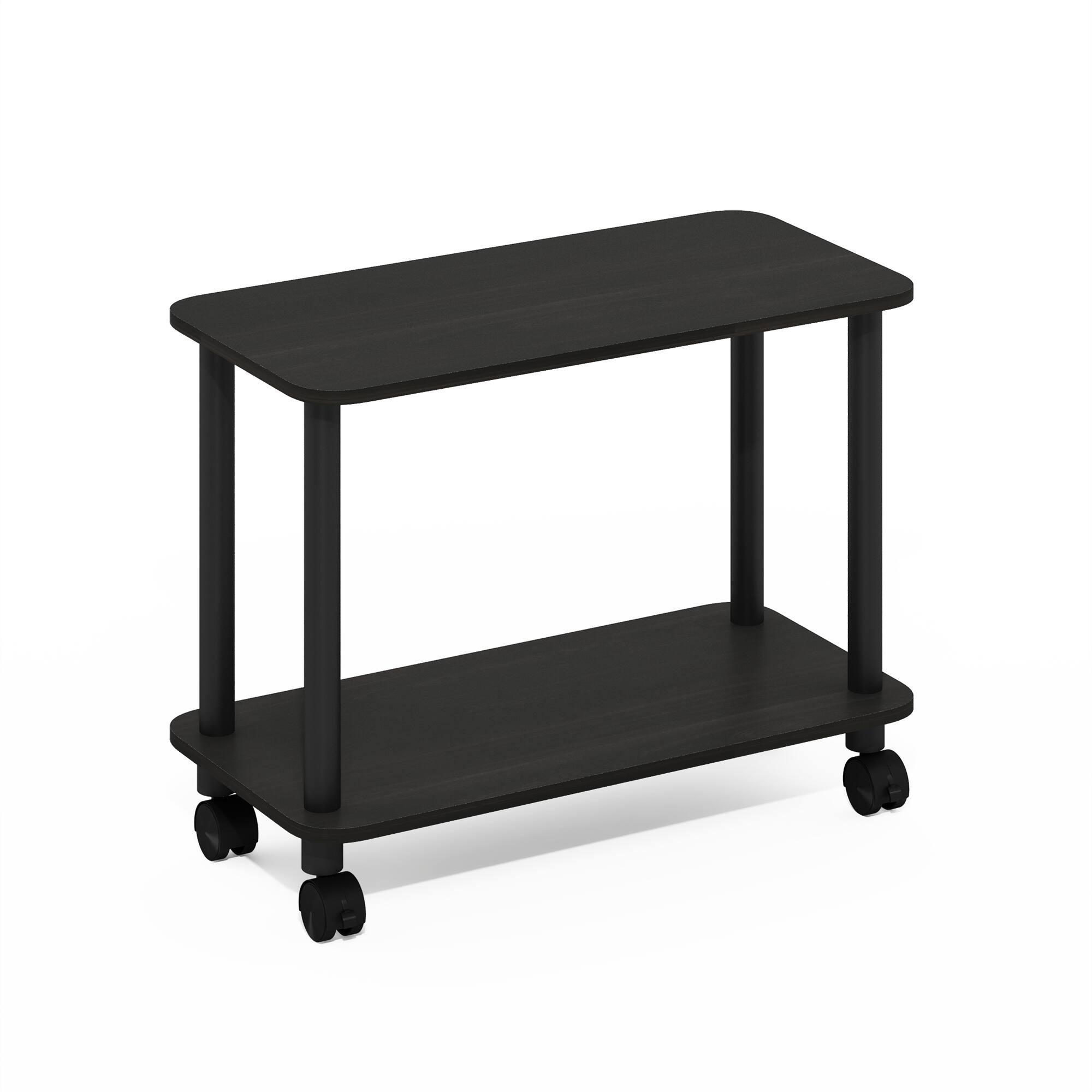 Alt View 5. Furinno - TURN-N-TUBE Night Stand, 2-Tier Rectangle Nightstand, Corner Side Table, End Table with Open Shelf, Toolless Assembly - Espresso/Black.