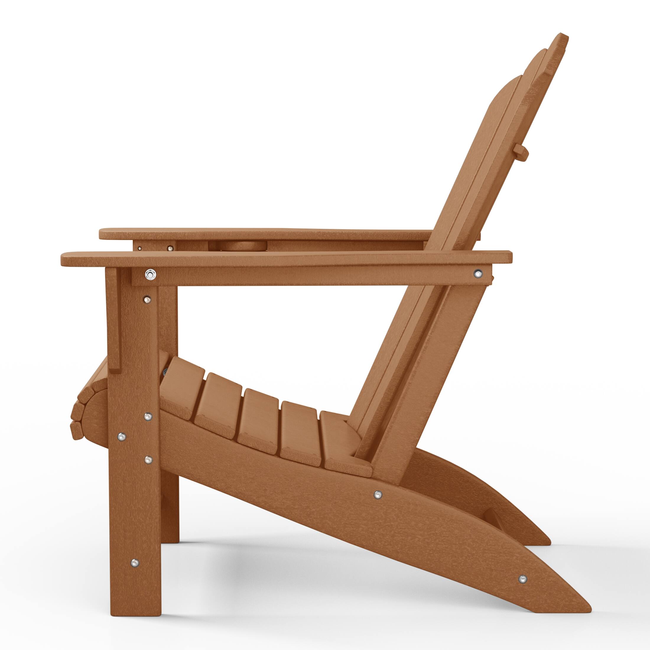 Alt View 3. WestinTrends - WestinTrends Highland Outdoor Patio HDPE Adirondack Chair With Cup Holder - Teak.