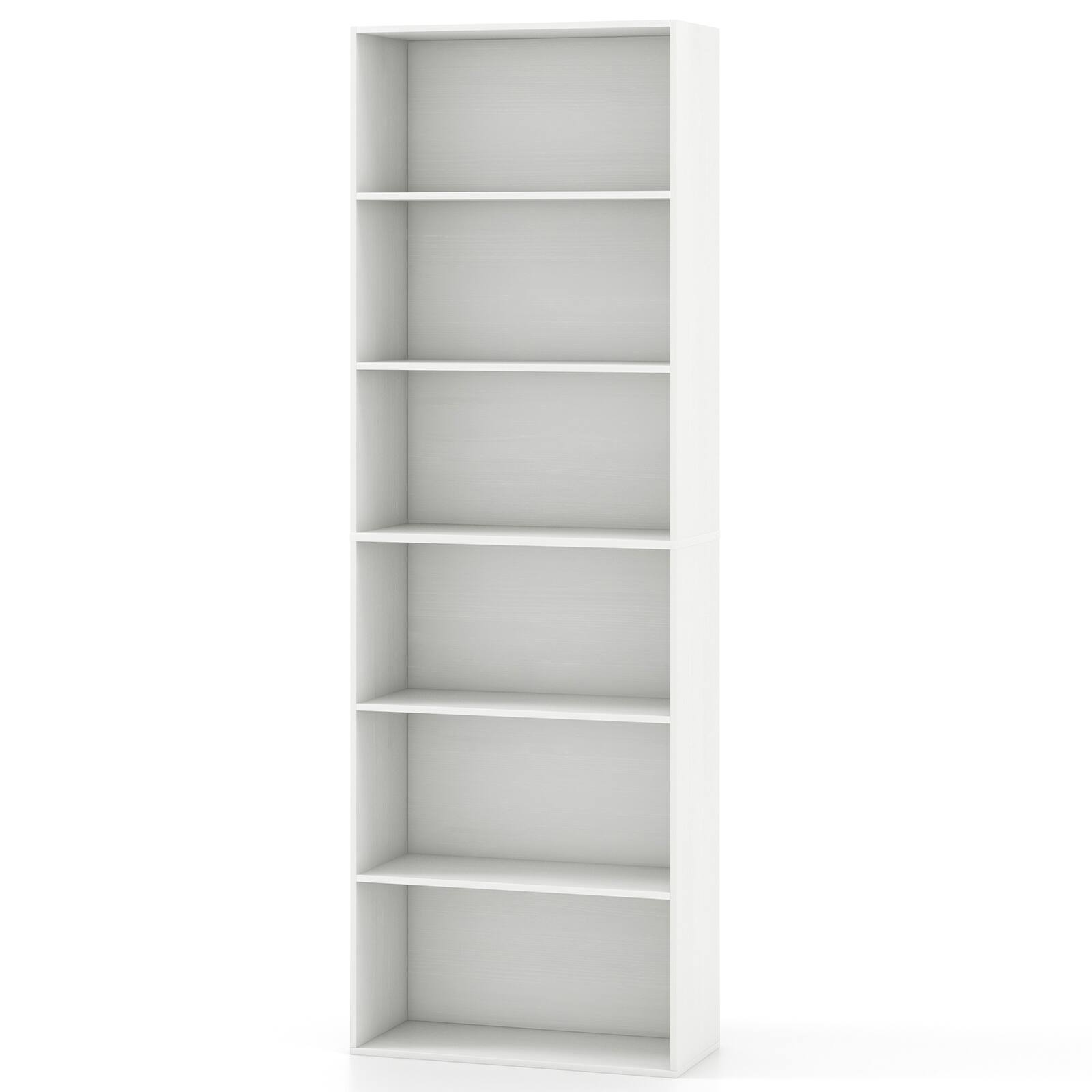 Alt View 9. Gymax - Gymax 6-Tier Bookshelf 70'' Tall Wooden Freestanding Storage Organizer w/ Open Shelves - White.