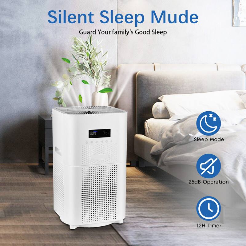 Silent Sleep Mode  
Guard Your family's Good Sleep  

- Sleep Mode  
- 25dB Operation  
- 12H Timer