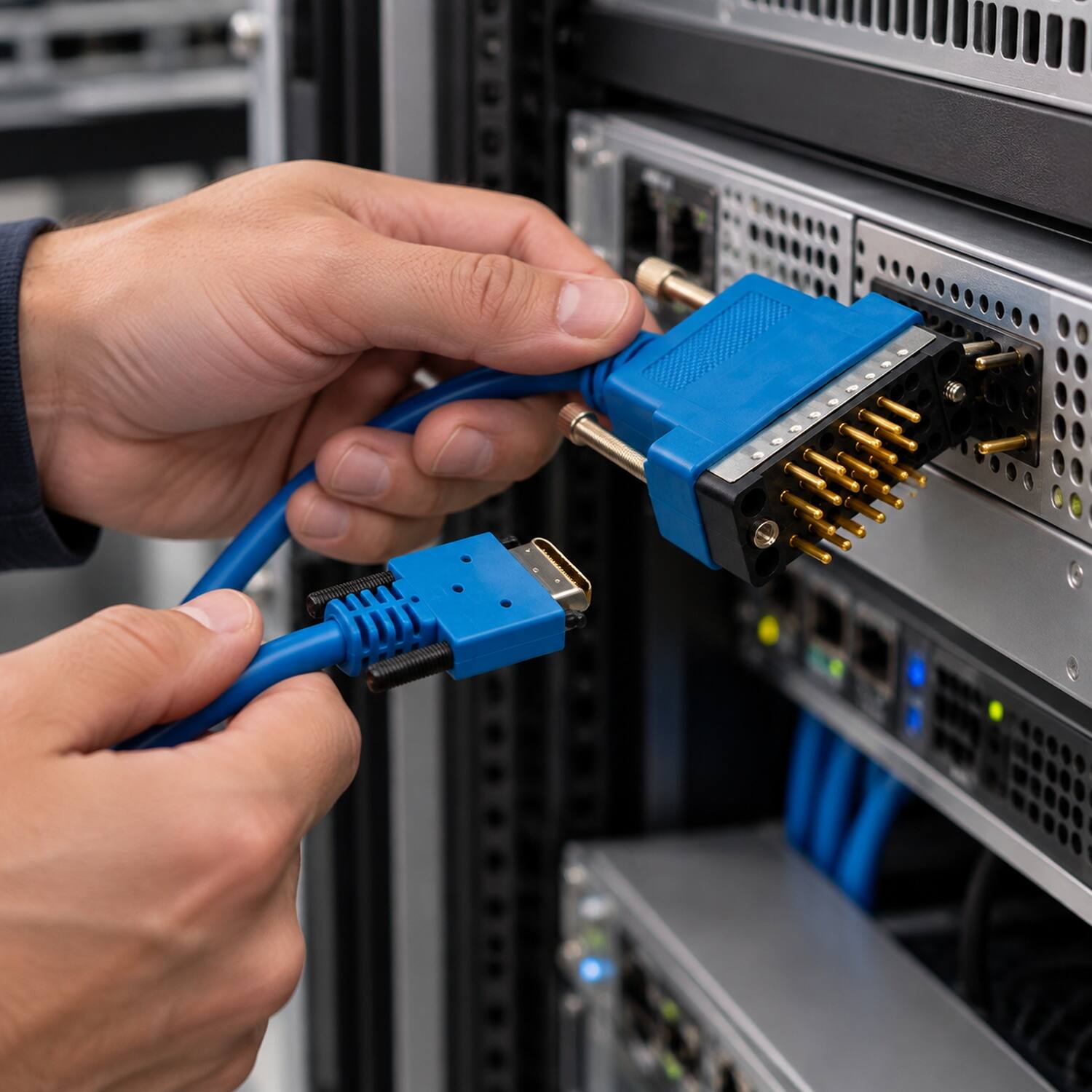 Back. Sanoxy - 10ft Smart Serial Cable 26-Pin Male to V.35 Male, Compatible with Cisco CAB-SS-V35MT - Blue.