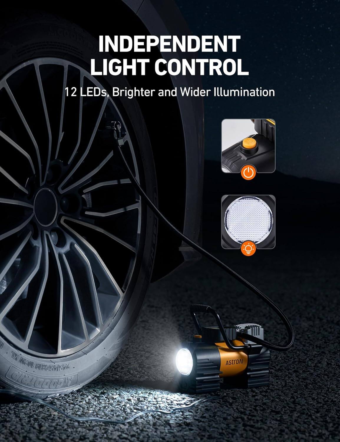 INDEPENDENT LIGHT CONTROL  
12 LEDs, Brighter and Wider Illumination