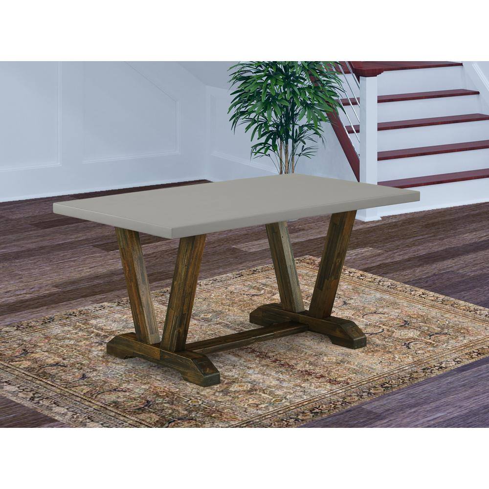 Left. East West Furniture - Dining Table Distressed Jacobean & Cement - Brown.