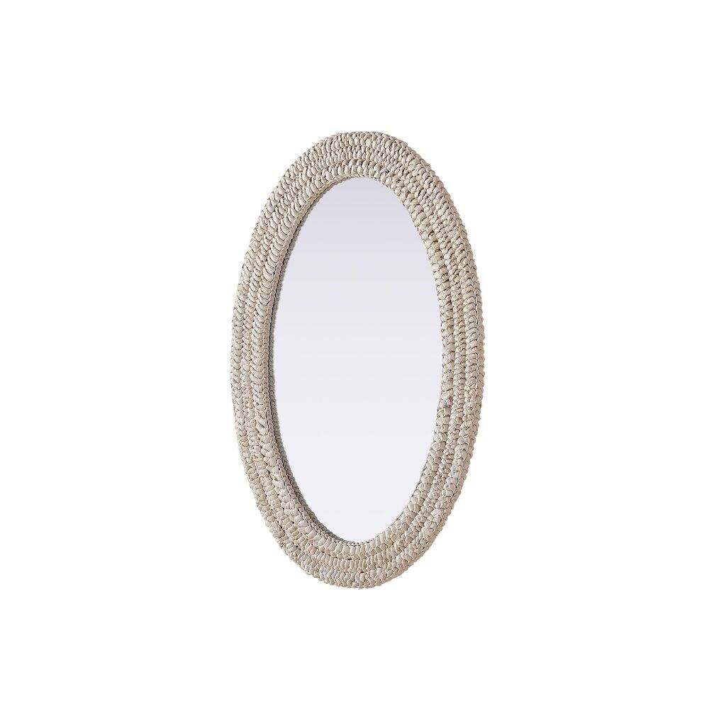 Alt View 4. Elegant Decor - Oval Cornhusk Mirror 24x36 in Linen White - Linen White.
