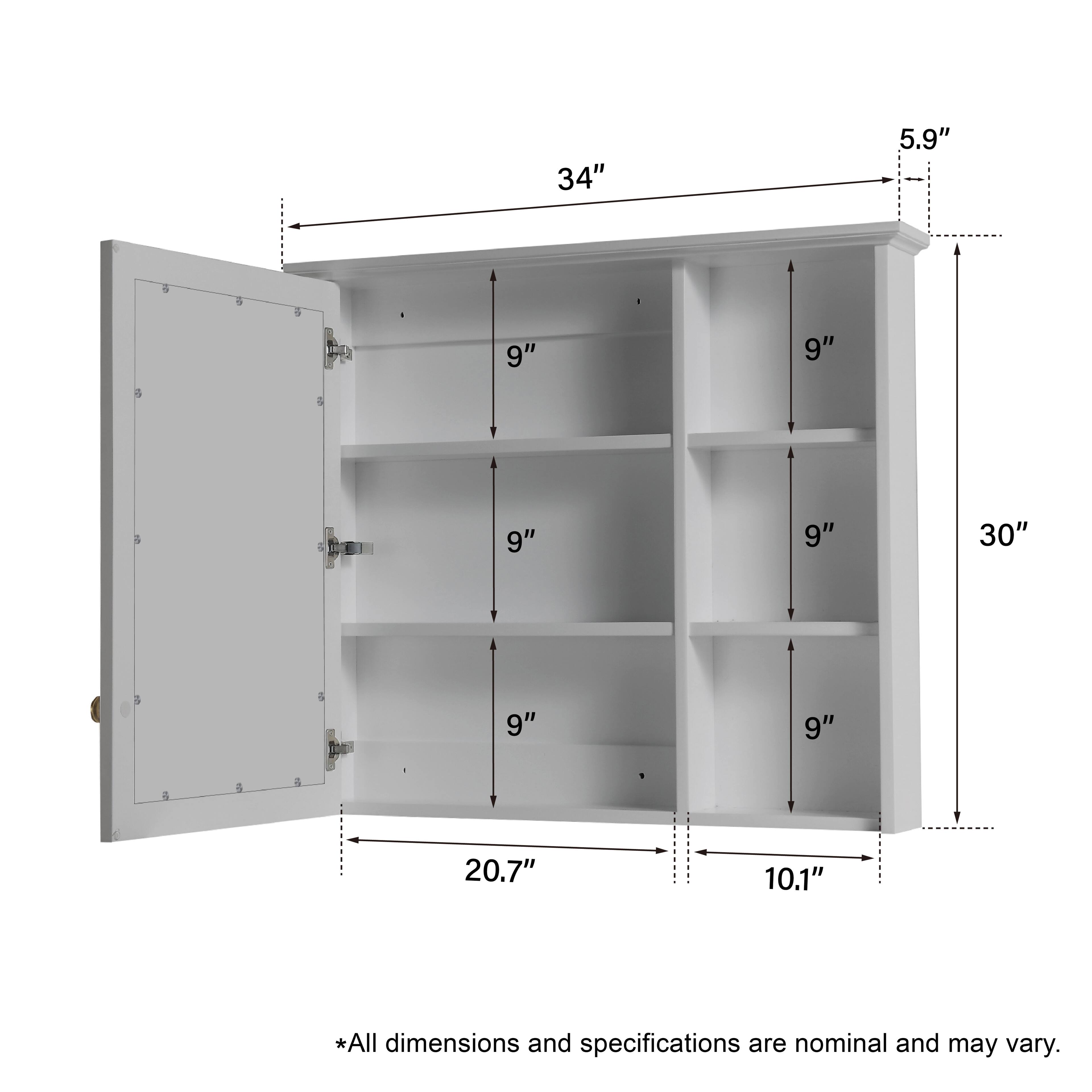 34" x 5.9" x 4"  
9" x 9" x 30"  
5" x 5" x 1D  
9" x 9" x 5"  
20.7" x 10.1"  

*All dimensions and specifications are nominal and may vary.