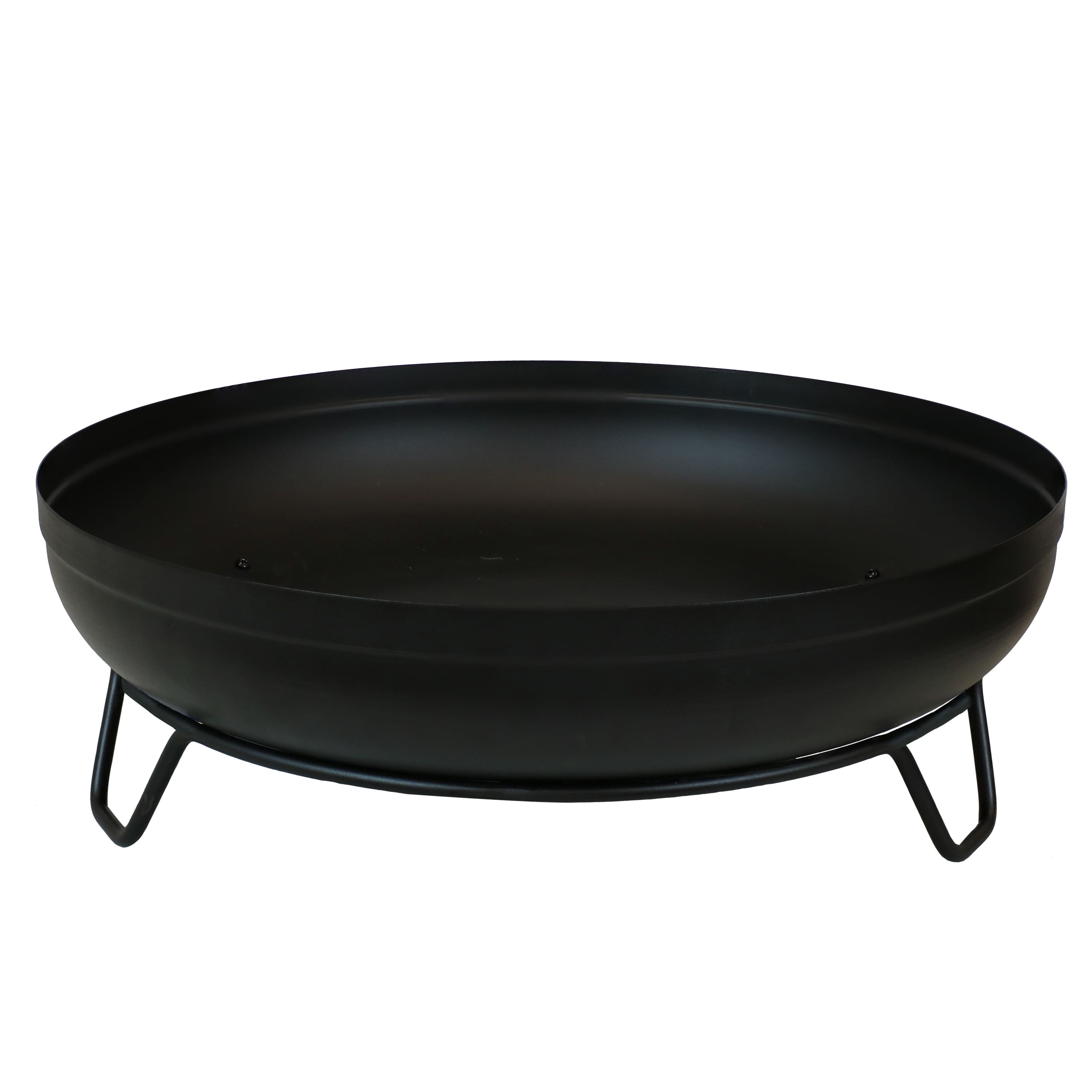 Sunnydaze - 23 in Steel Wood-Burning Fire Pit Bowl with Stand - Black
