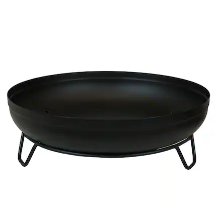 Front. Sunnydaze - 23 in Steel Wood-Burning Fire Pit Bowl with Stand - Black.