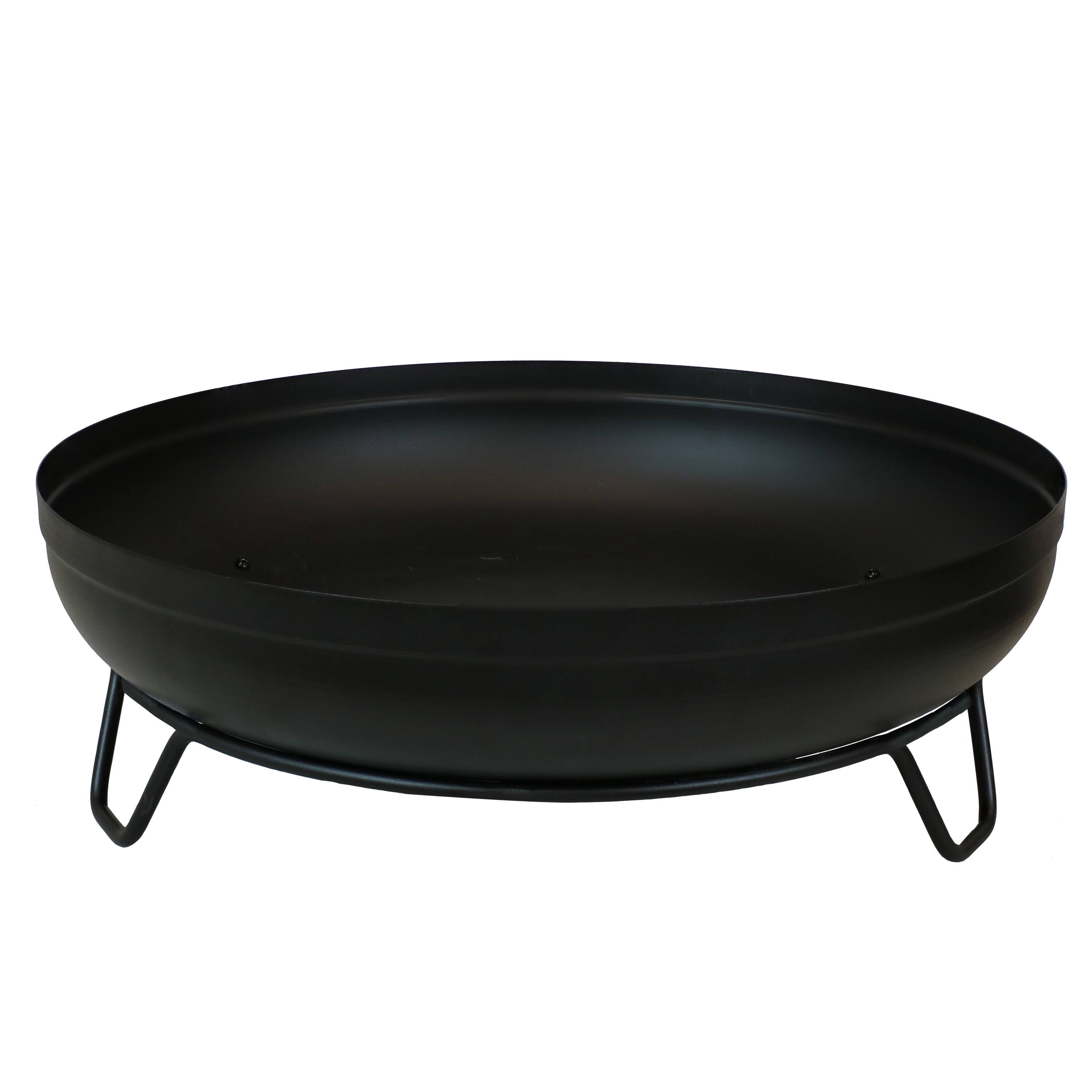Front. Sunnydaze - 23 in Steel Wood-Burning Fire Pit Bowl with Stand - Black.