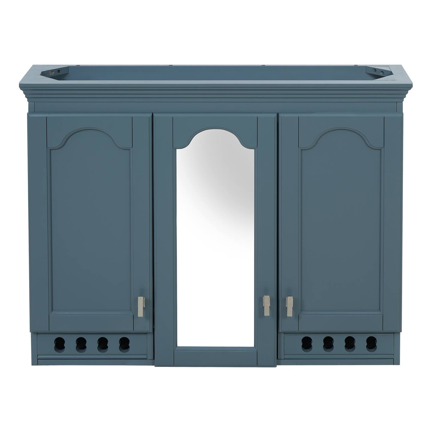 Back. Whisen - 35-In Wall-Mount Medicine Cabinet Mirror with Adjustable Shelves for Bathroom Vanity & Bedroom - Blue.