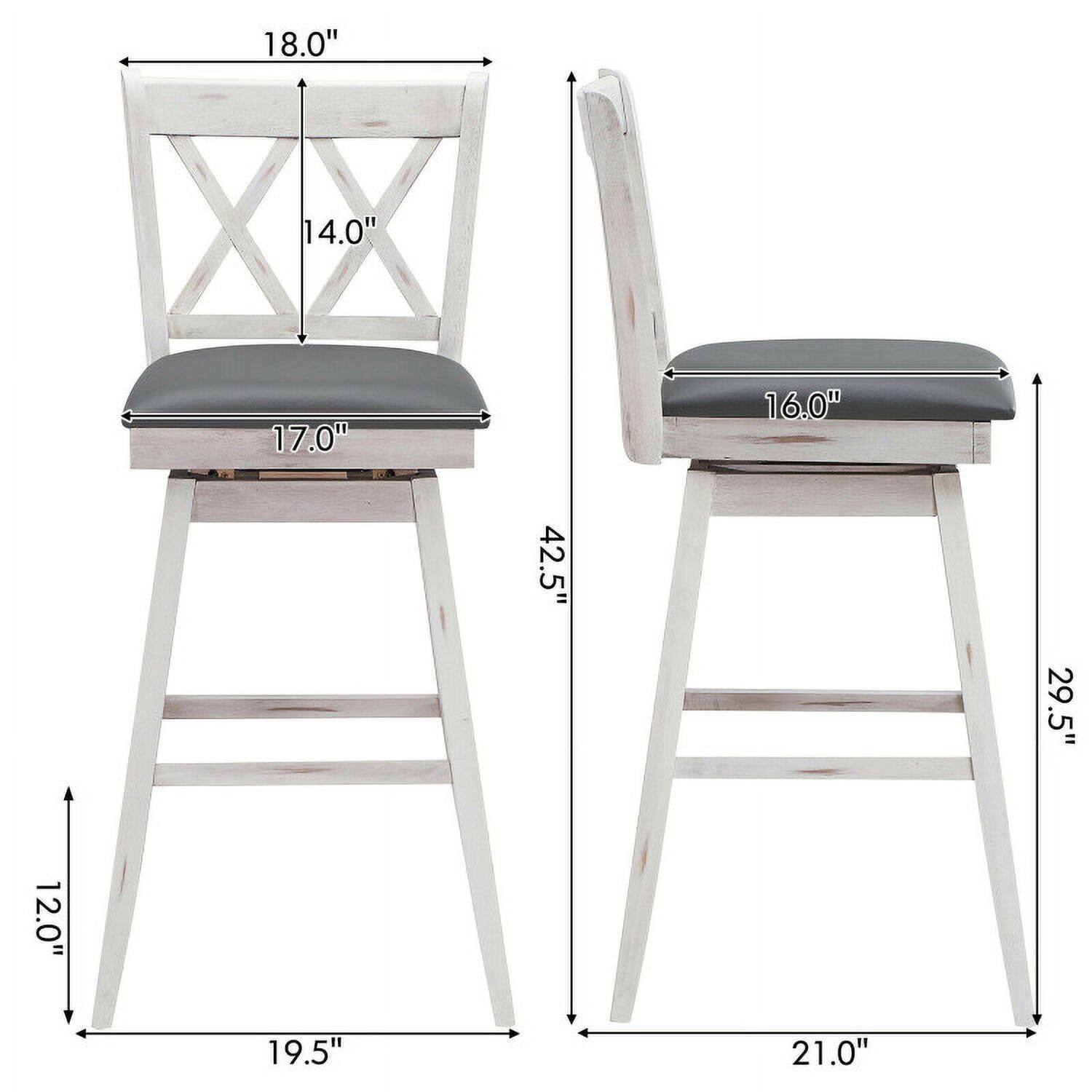 Pefilos 2 Pieces 29 Inches 360° Swivel Counter Height Barstool Set with ...