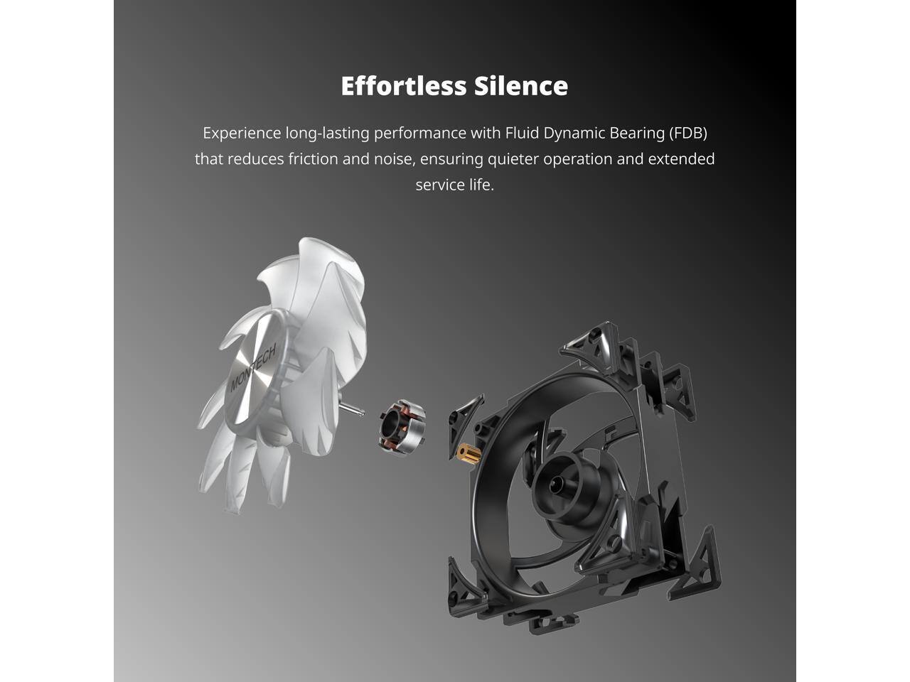 Effortless Silence

Experience long-lasting performance with Fluid Dynamic Bearing (FDB) that reduces friction and noise, ensuring quieter operation and extended service life.
