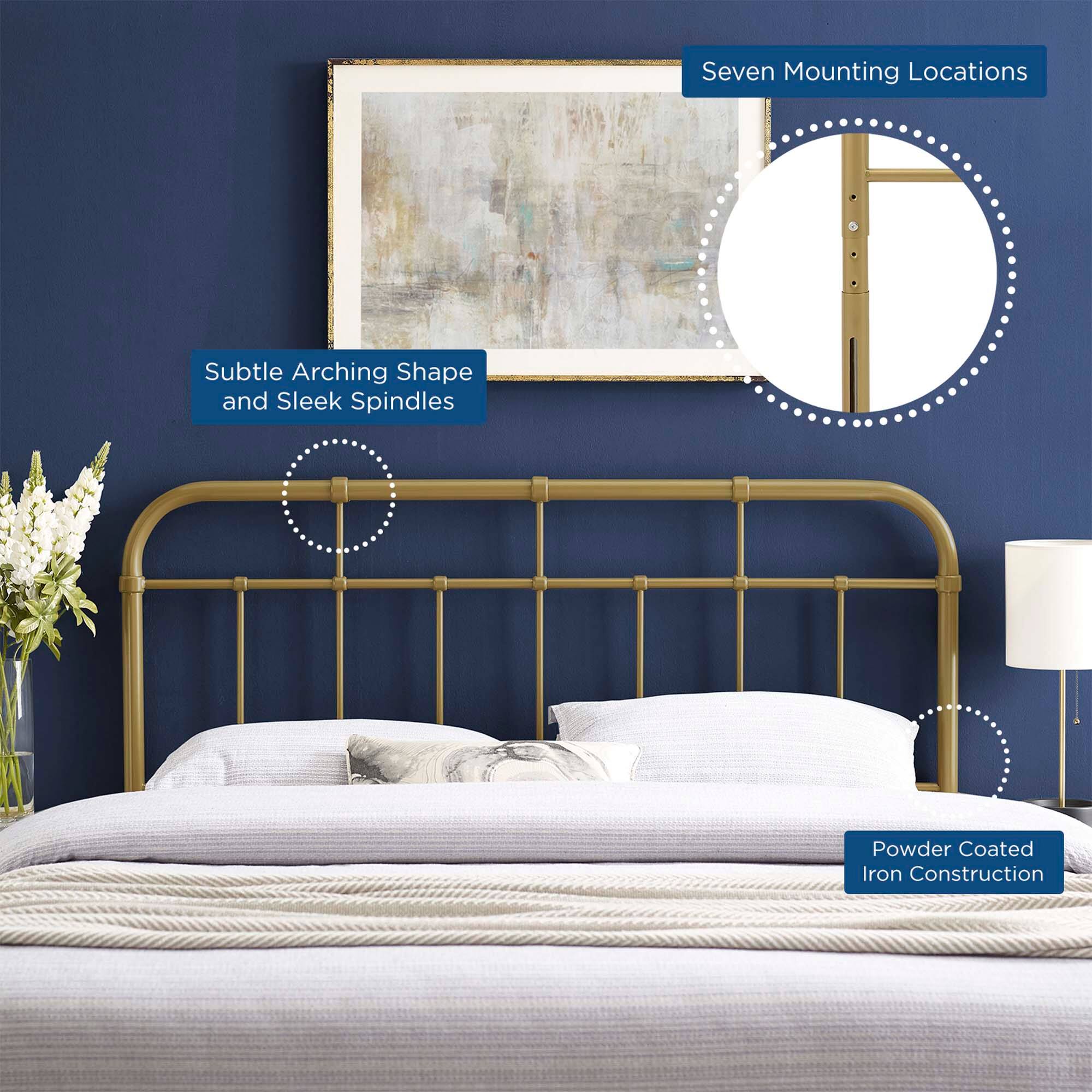 Seven Mounting Locations  
Subtle Arching Shape and Sleek Spindles  
Powder Coated Iron Construction
