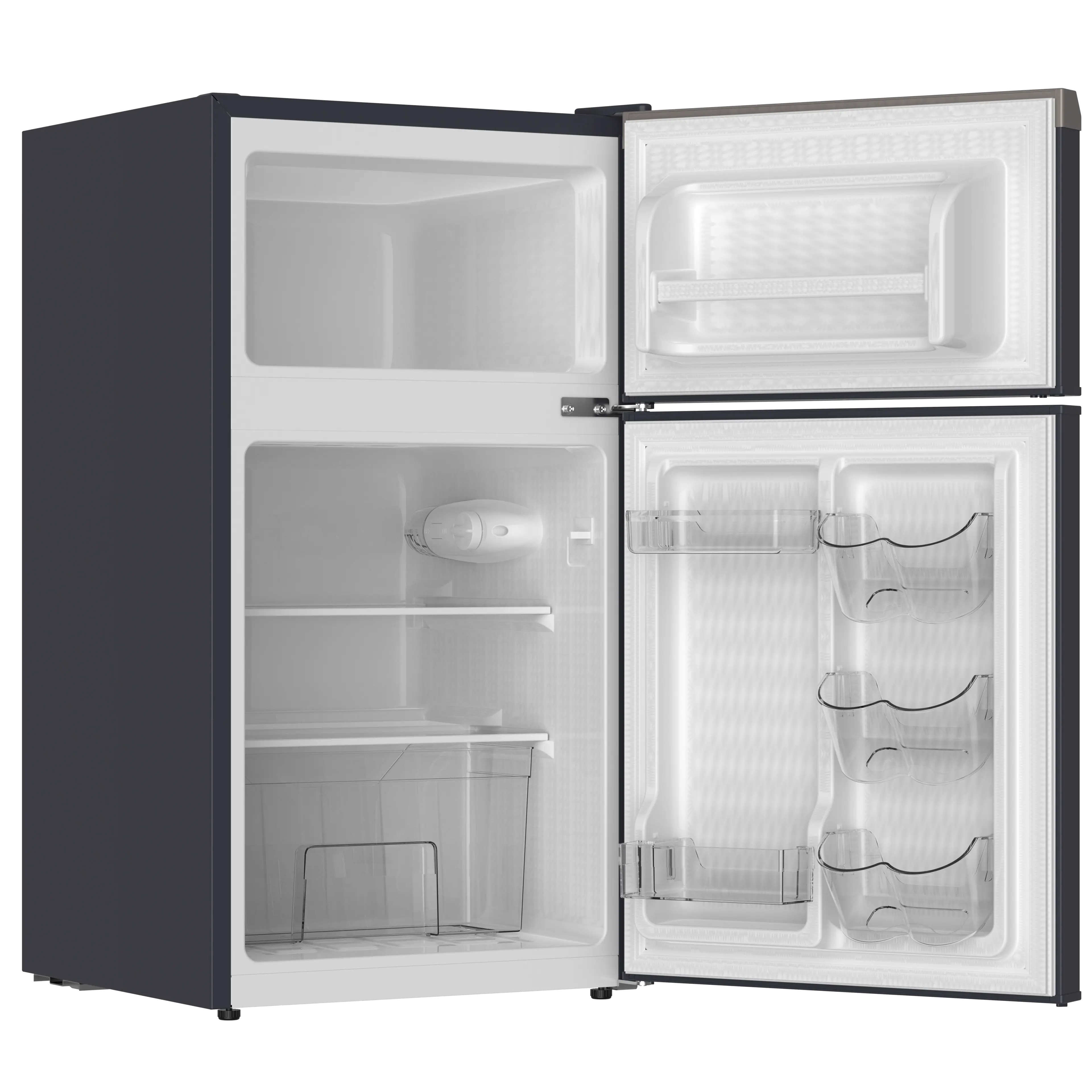 Left. Frigidaire - Compact Refrigerator with Top Freezer - 2 Door Fridge with 3.2 Cu Ft, Contemporary Series, Black - Matte Black.