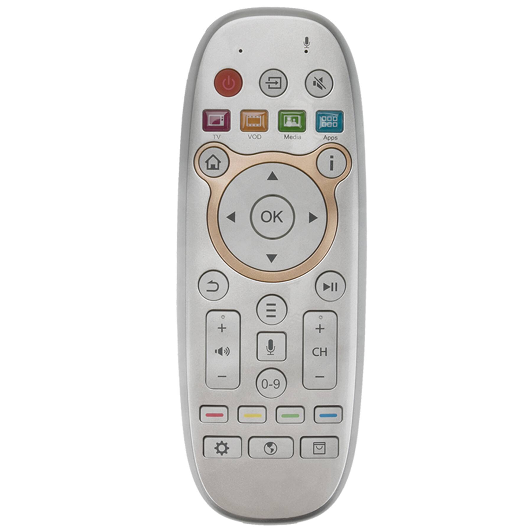 TV VOD Media Apps  
OK  
CH +  
CH -  
0-9  
+  
-  
i  
Home  
Media  
Apps