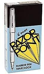 Pilot - Razor Point Marker Pens, Ultra Fine Point, Dozen - Black Ink